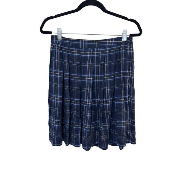 Velvet by Graham and Spencer Plaid Royal Blue Black Pleated Mini Skirt Size Med - Picture 1 of 11